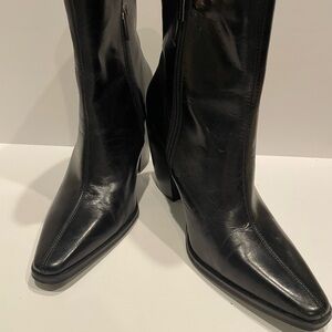 Beautiful Black Leather Vince Camatu Women's Mid-Calf Boots Size 8.5/39.5
